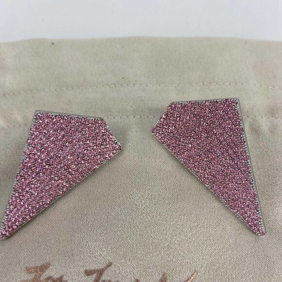 For Love & Lemons Pink Robin Geometric Chunky Glitter Earring NEW
